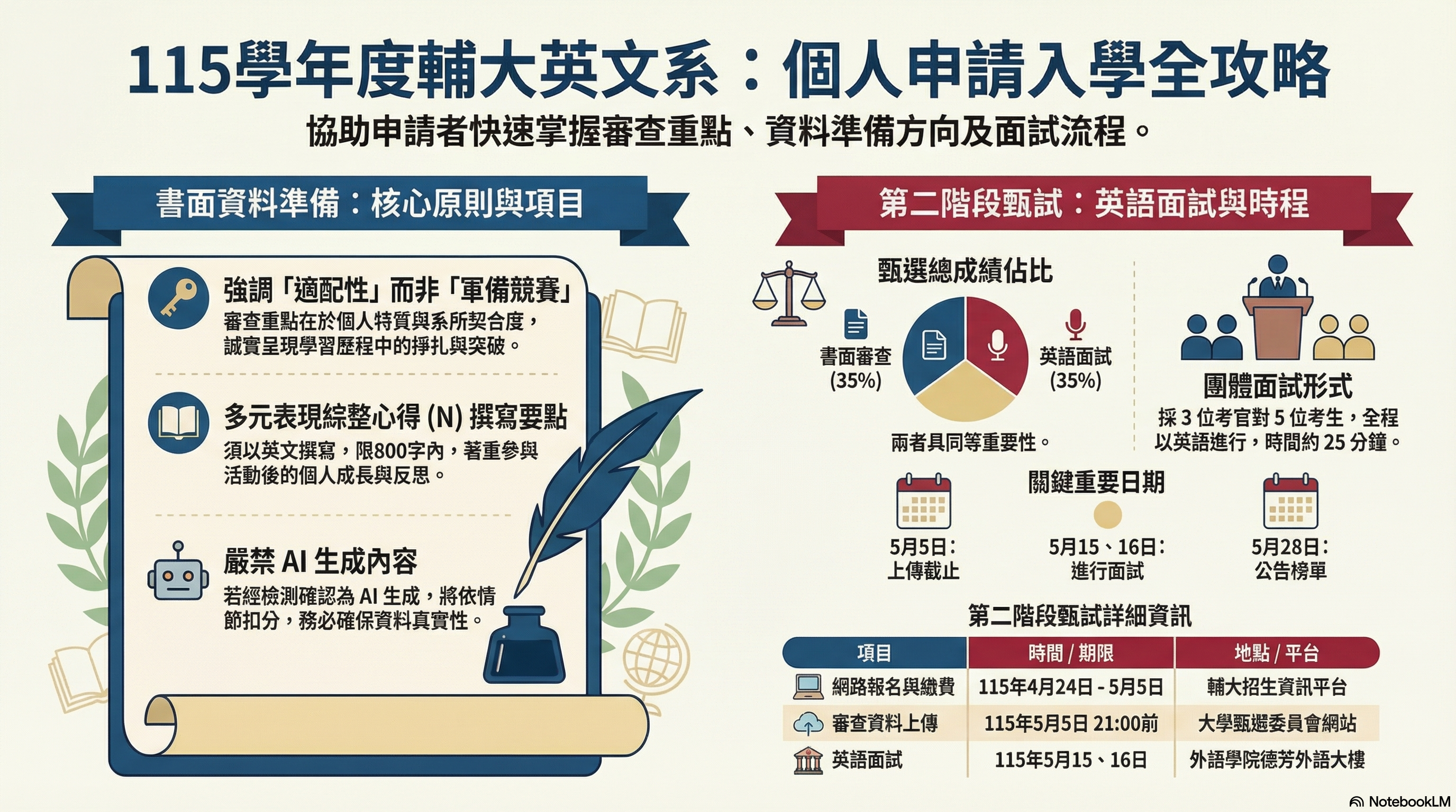 輔仁大學英國語文學系115學年度個人申請懶人包